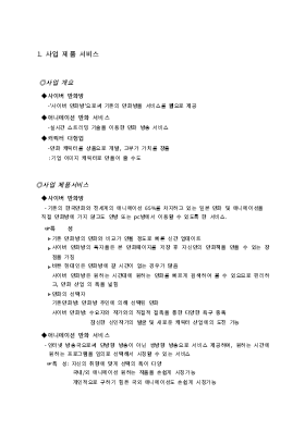 사업계획서 (사이버 만화방, 애니메이션 만화, 캐릭터 대행업)